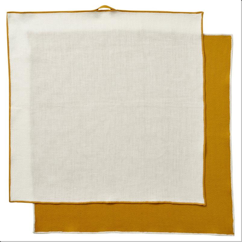 SANDABBORRE サンダボッレ キッチンクロス - ホワイト/ダークイエロー 50x50cm