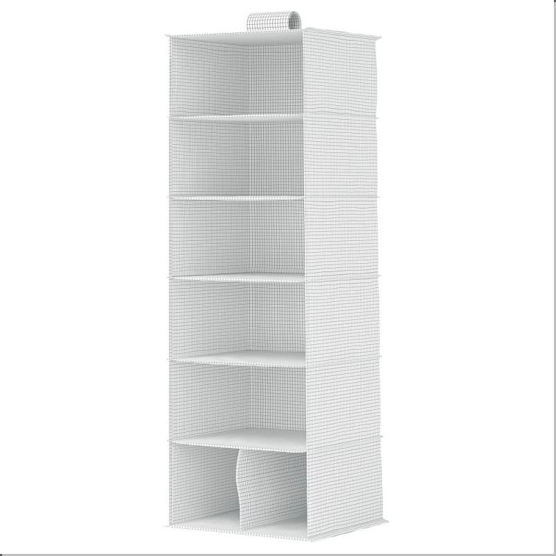 STUK ストゥーク ハンギング収納 6段/仕切り付き - ホワイト/ブラック 30x30x90cm