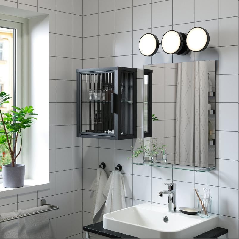 MOSSJON モスショーン ウォールキャビネット ガラス扉付 - チャコール 36x18x44cm