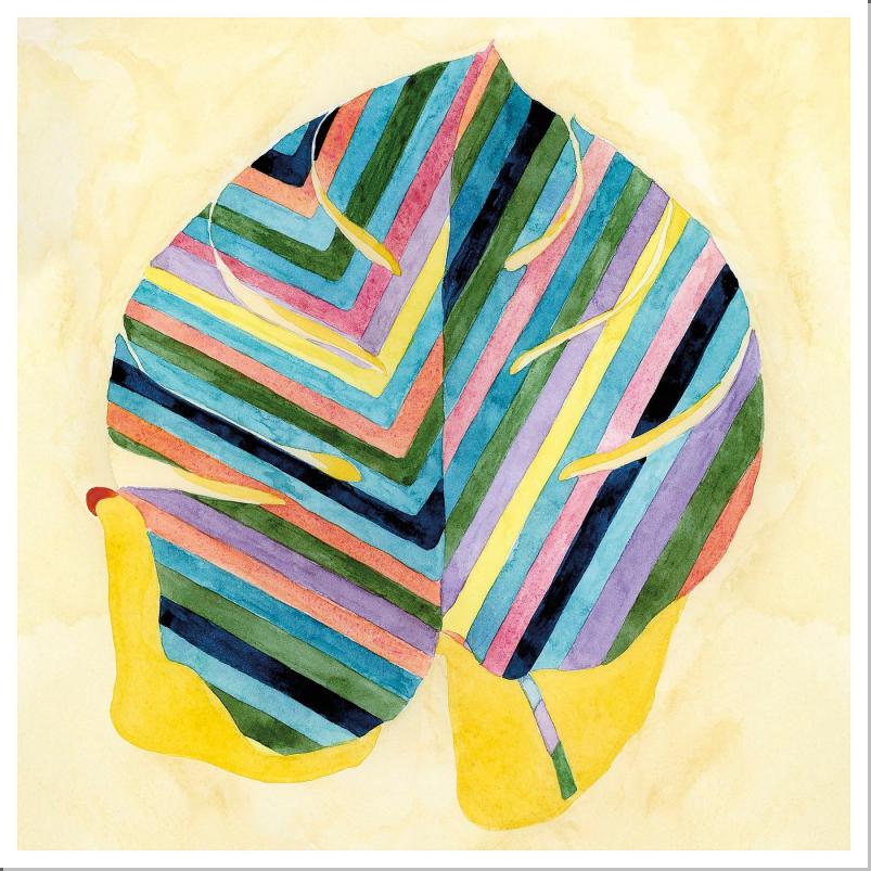 PJATTERYD プィエッテリード アート - ストライプ柄の葉 90x90cm