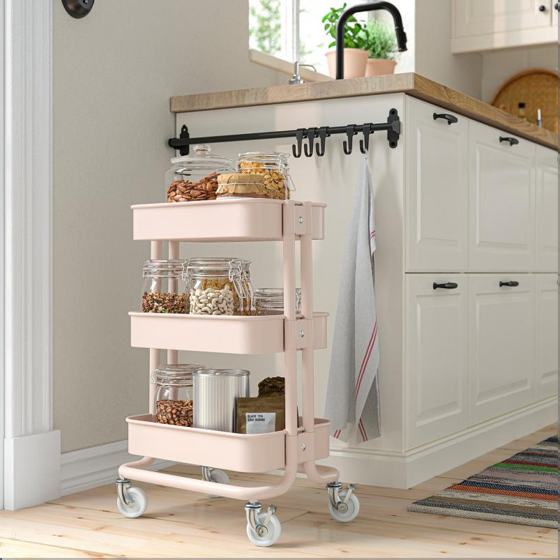 RÅSKOG ロースコグ ワゴン - ピンク 28x38x61 cm