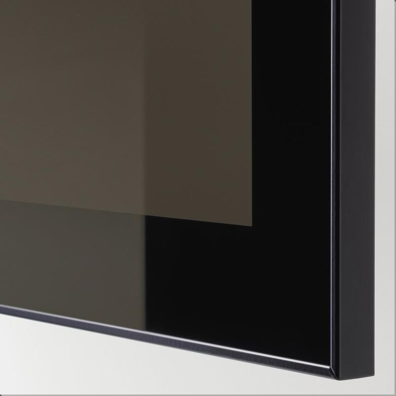 BESTA ベストー シェルフユニット ガラス扉付 - ブラックブラウン/グラスヴィーク ブラック/スモークガラス 60x22x64cm