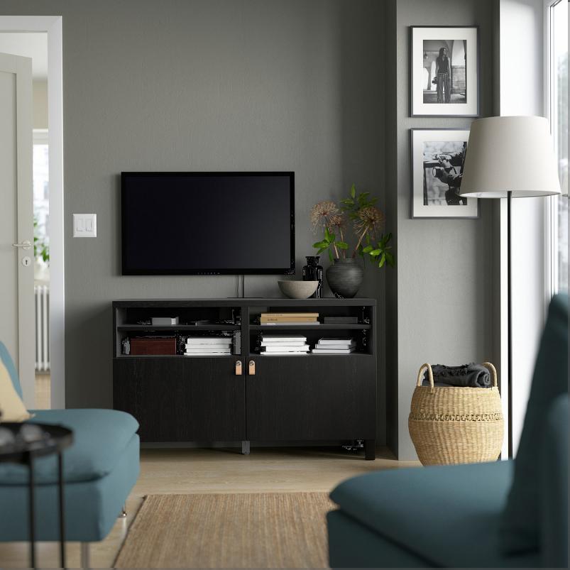BESTA ベストー テレビ台 扉付き - ブラックブラウン/ラップヴィーケン/ストゥッバルプ ブラックブラウン 120x42x74cm