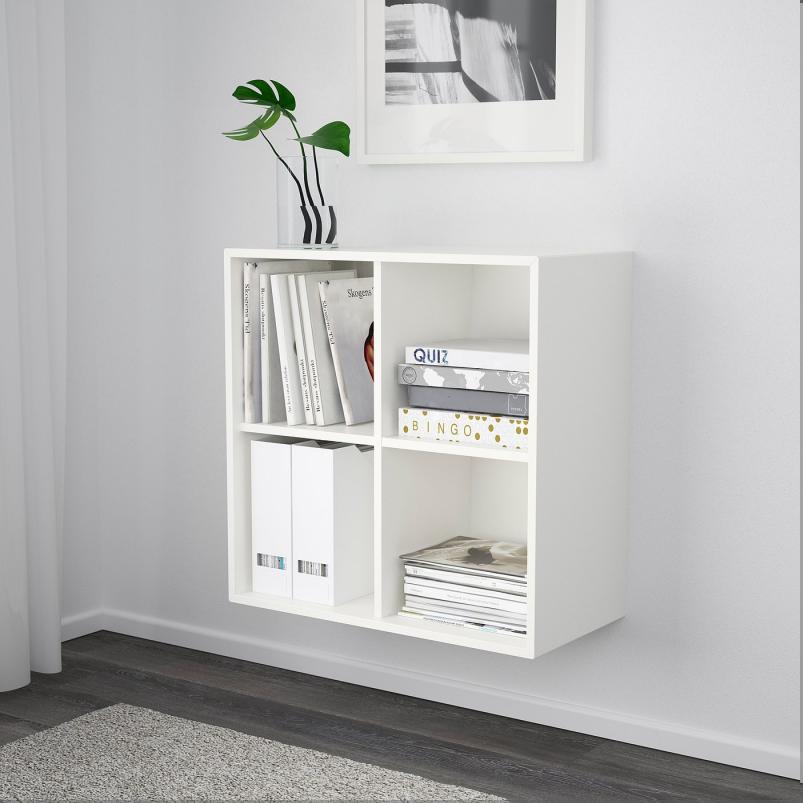 EKET エーケト 壁取り付け式シェルフユニット 4コンパートメント - ホワイト 70x35x70cm