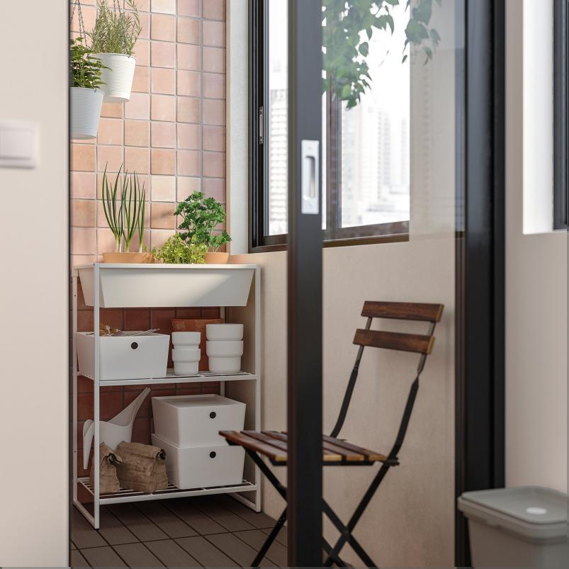 JOSTEIN ヨースタイン シェルフユニット 小物入れ付き - 室内/屋外用/ワイヤー ホワイト 61x40x90cm