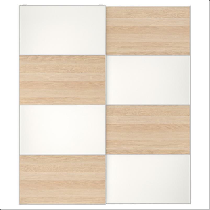 MEHAMN メーハムン 引き戸 2枚組 - 両面仕様/ホワイトステインオーク調 ホワイト 200x236cm