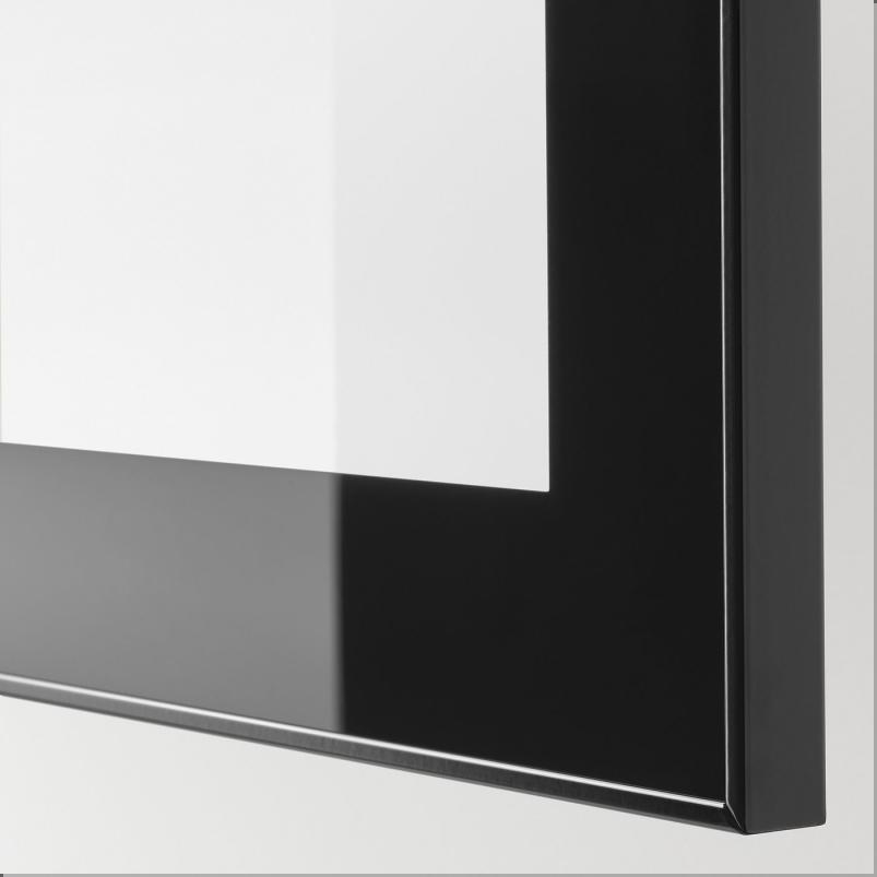 BESTA ベストー 壁取り付け式キャビネットコンビネーション - ハイグロス/ブラック/グラスヴィーク 60x42x64cm