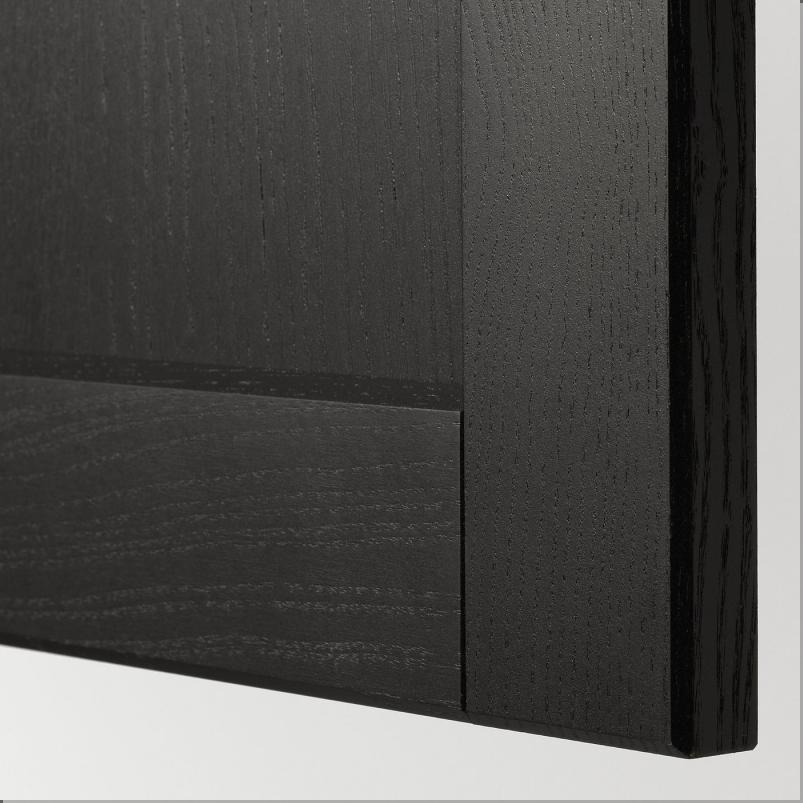 METOD メトード ベースキャビネット コンロ用/フィッシュグリル/扉 - ホワイト/レルヒッタン ブラックステイン 60x60x80cm