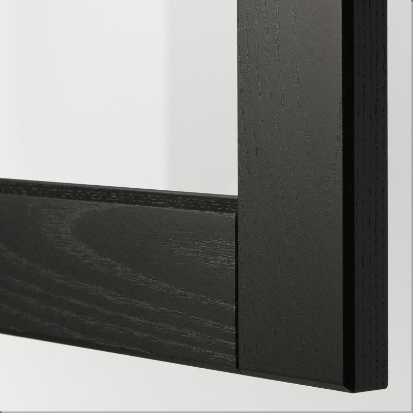 METOD メトード ウォールキャビネット ガラス扉付き - ホワイト/レルヒッタン ブラックステイン 40x37x40cm