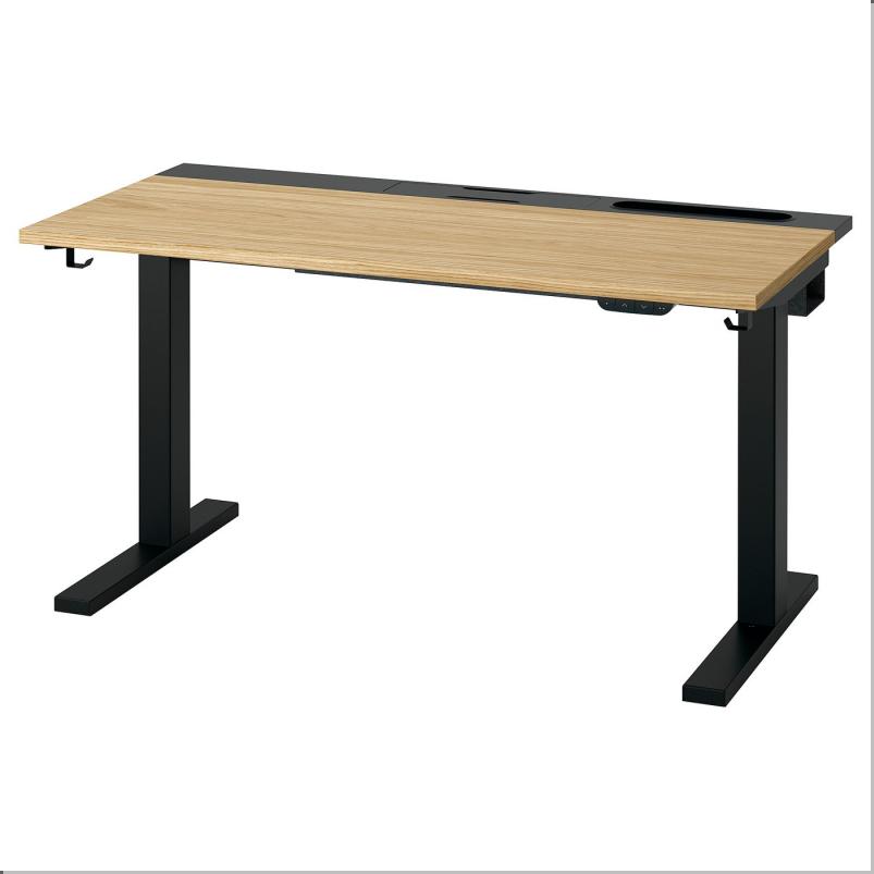 MITTZON ミッツォーン デスク 昇降式 - 100V オーク材突き板/ブラック 120x60cm
