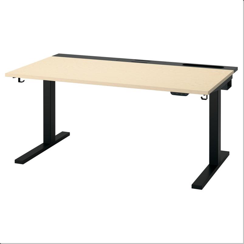MITTZON ミッツォーン デスク 昇降式 - 100V バーチ材突き板/ブラック 140x80cm