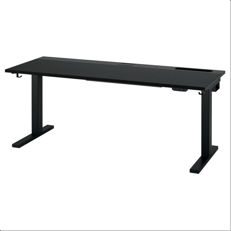 MITTZON ミッツォーン デスク 昇降式 - 100V ブラックステインアッシュ材突き板/ブラック 160x60cm