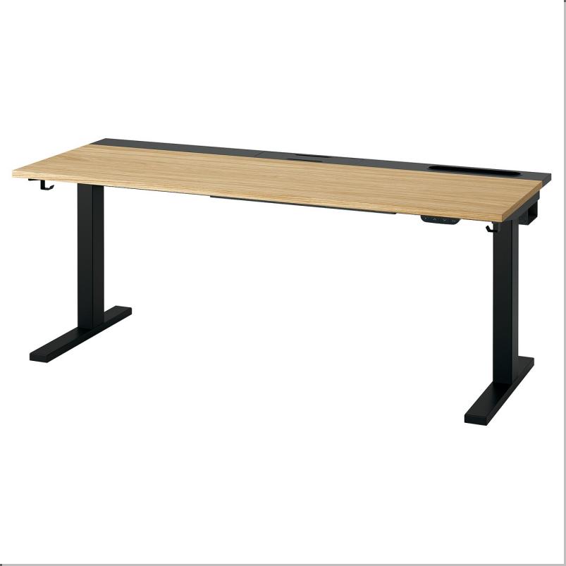 MITTZON ミッツォーン デスク 昇降式 - 100V オーク材突き板/ブラック 160x60cm