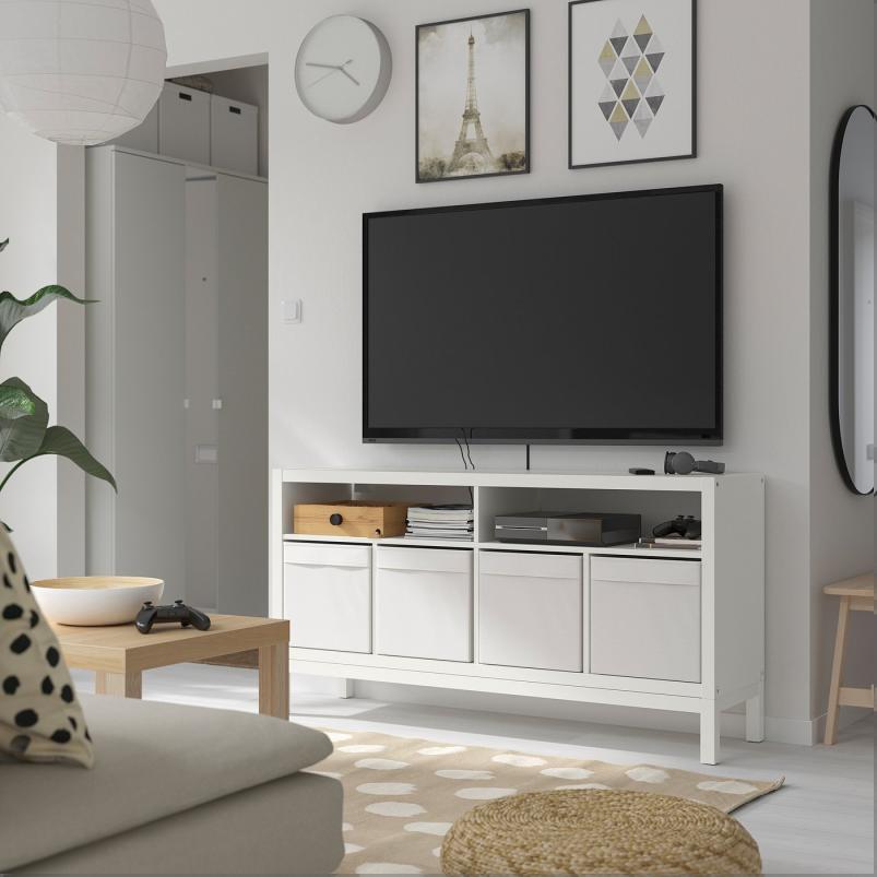 KALLAX カラックス テレビ台 下部フレーム付き - ホワイト 147x39x78cm