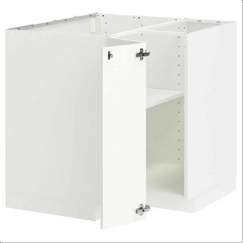 METOD メトード コーナーベースキャビネット 棚板付き - ホワイト/ステーンスンド ホワイト 88x88x80cm