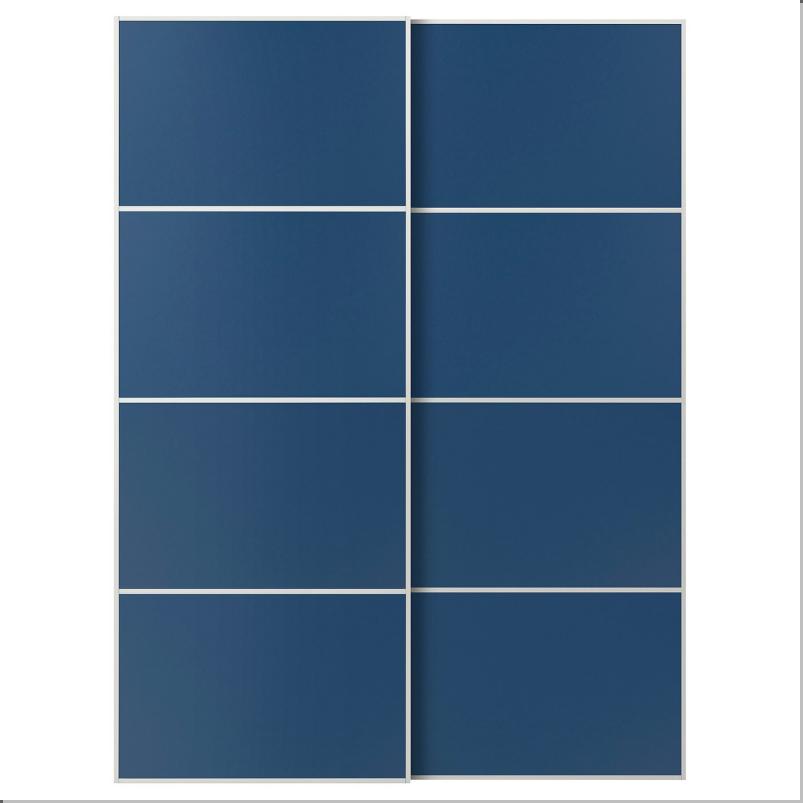 MEHAMN メーハムン 引き戸 2枚組 - ホワイト/両面仕様 ブルー 150x201cm