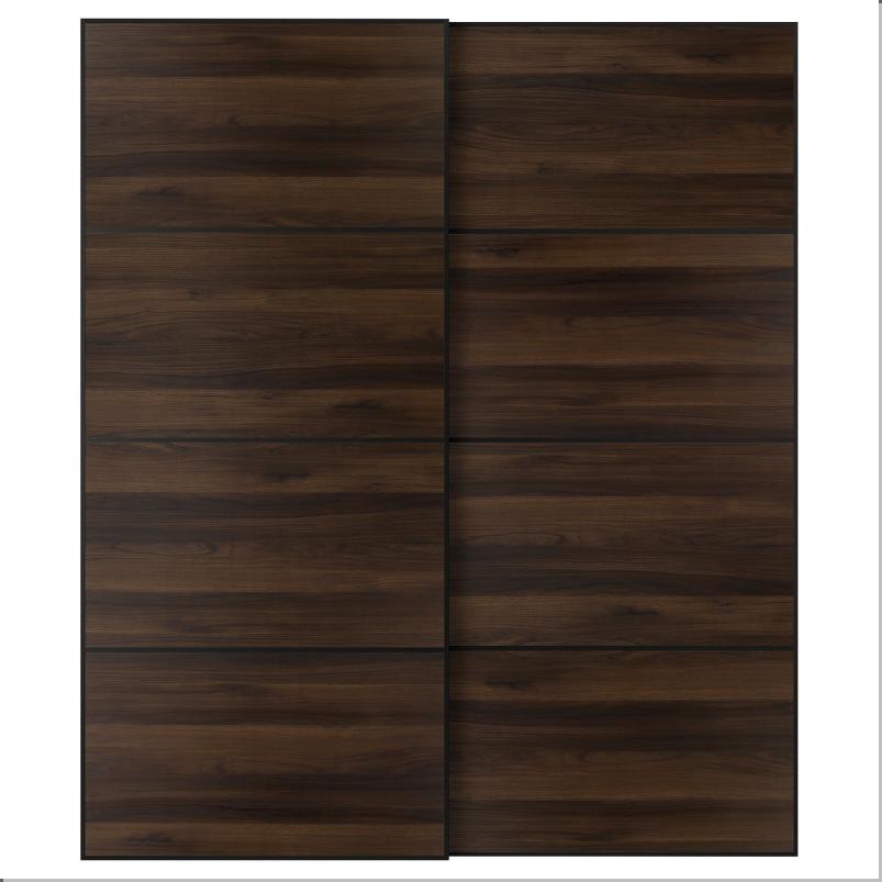 MEHAMN メーハムン 引き戸 2枚組 - ブラック/両面仕様 ダークブラウン オーク調 200x236cm