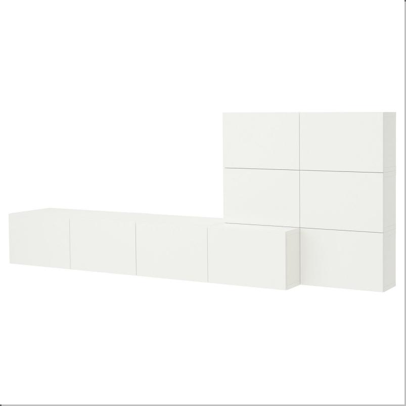 BESTA ベストー メディア収納コンビネーション - ホワイト ラップヴィーケン/ホワイト 300x42x114cm