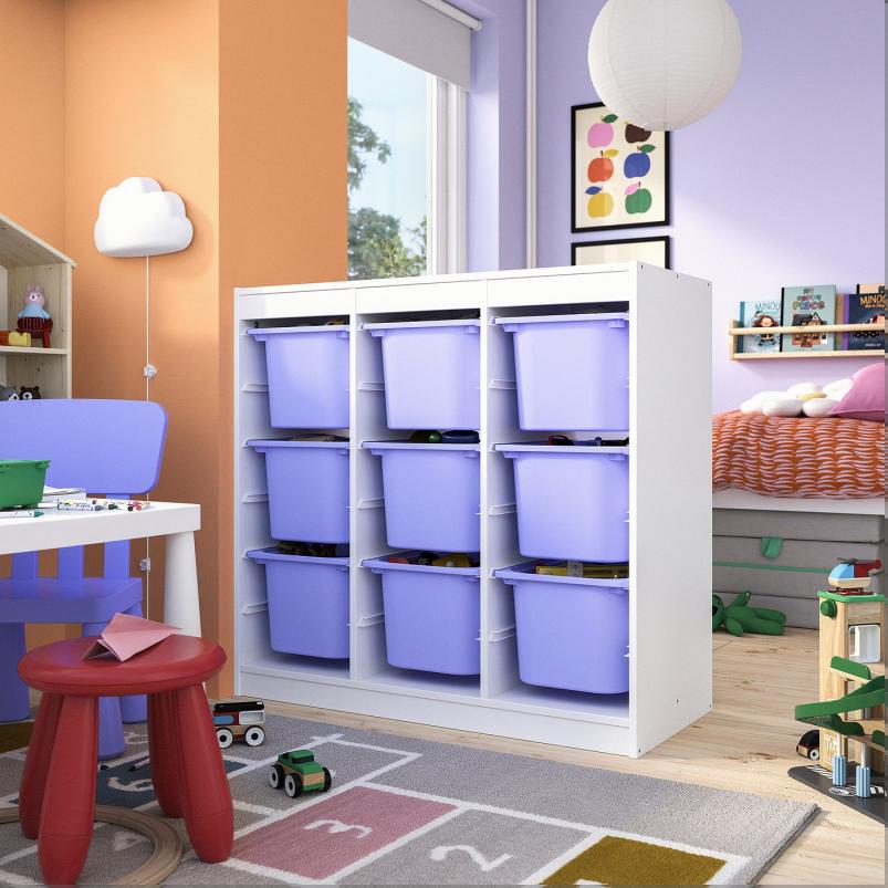 TROFAST トロファスト 収納コンビネーション - ルームディバイダ―/ホワイト ライラック 99x44x95cm