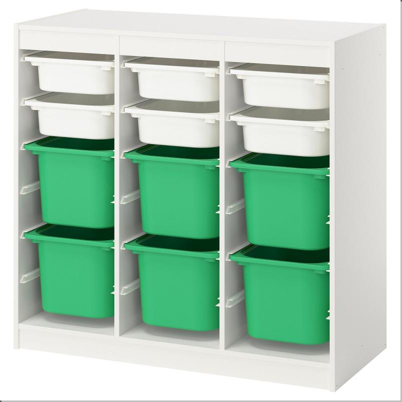 TROFAST トロファスト 収納コンビネーション - ルームディバイダ―/ホワイト ブライトグリーン 99x44x95cm