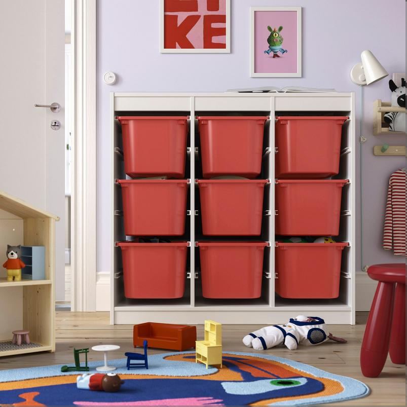 TROFAST トロファスト 収納コンビネーション - ルームディバイダ―/ホワイト レッド 99x44x95cm