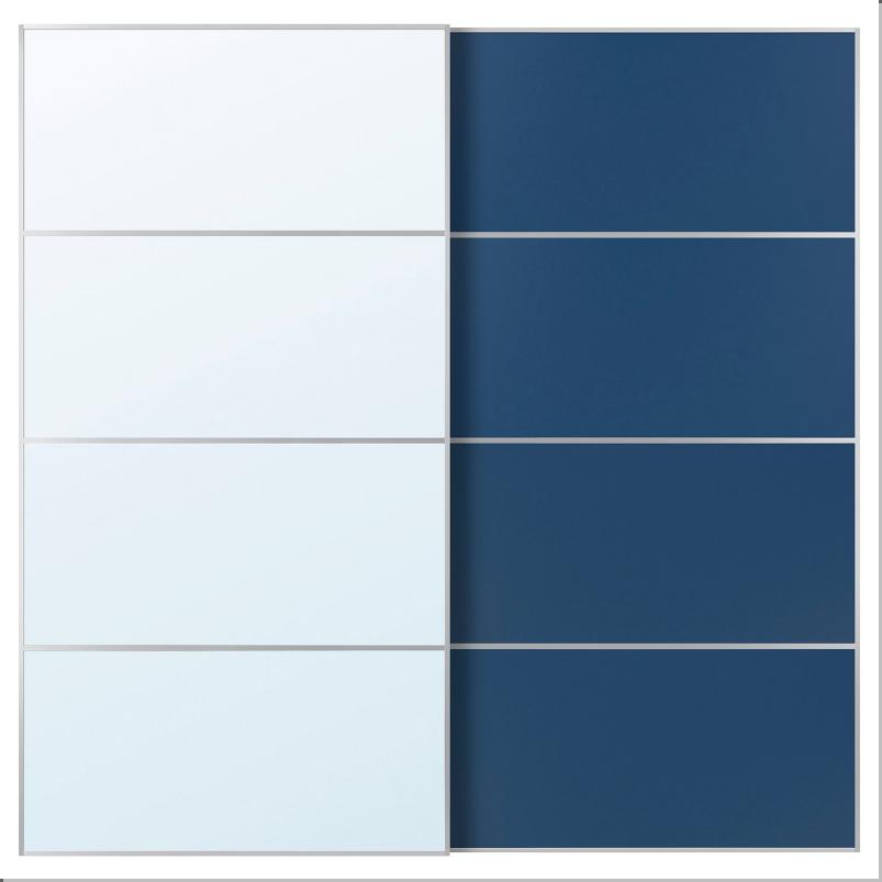 AULI アウリ / MEHAMN メーハムン 引き戸 2枚組 - アルミニウム ミラーガラス/両面仕様 ブルー 200x201cm