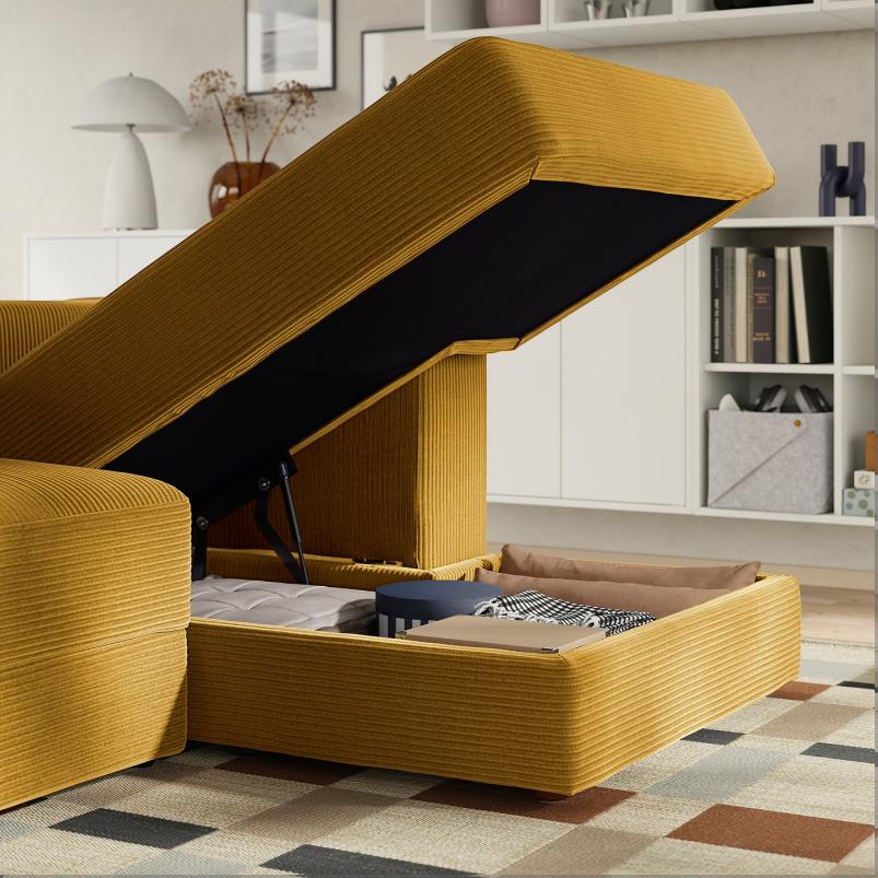 JATTEBO イェッテボ 寝椅子モジュール 右 - アームレスト付き/サムサーラ イエローブラウン