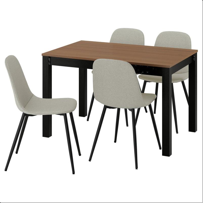 ÅLHULT オールフルト / NORDMANSSKÄR ノルドマンスシェール テーブル&チェア4脚 - ブラック/ブラウン/トネルード グレー ブラック 120x80 cm