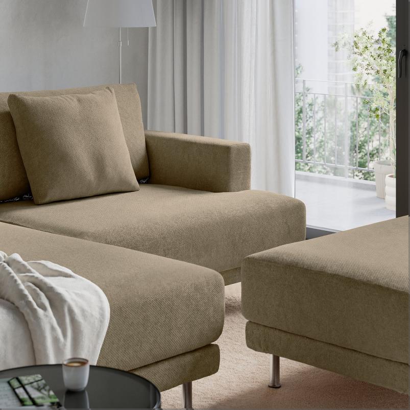 UPPAKRA ウッポークラ 3人掛けモジュールソファ - 寝椅子付き 左 フットスツール付き/ヨハネスホブ ブラウンベージュ