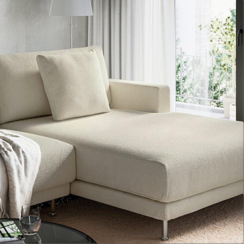 UPPAKRA ウッポークラ 3人掛けモジュールソファ - 寝椅子付き 右 フットスツール付き/アクスヴァラ オフホワイト