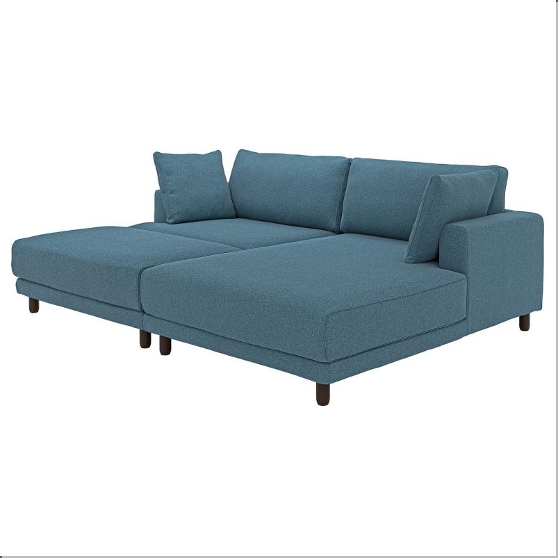 UPPAKRA ウッポークラ 3人掛けモジュールソファ - 寝椅子付き 右 フットスツール付き/アクスヴァラ ダークグレーブルー