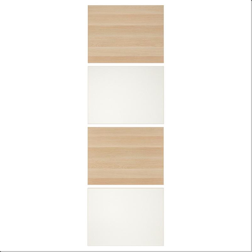 MEHAMN メーハムン 引き戸用パネル4枚 - ホワイトステインオーク調/ホワイト 75x236cm