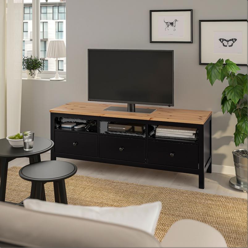 HEMNES ヘムネス テレビ台 - ブラックブラウン/ライトブラウン 148x47x57cm