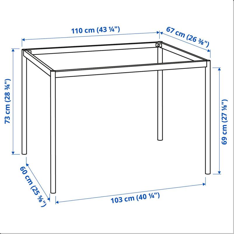 SANDSBERG サンドスベリ 下部フレーム 天板用 - ブラック 110x67x73cm