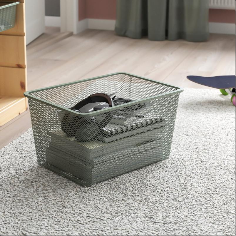TROFAST トロファスト メッシュ収納ボックス - ライトグリーングレー 42x30x23cm