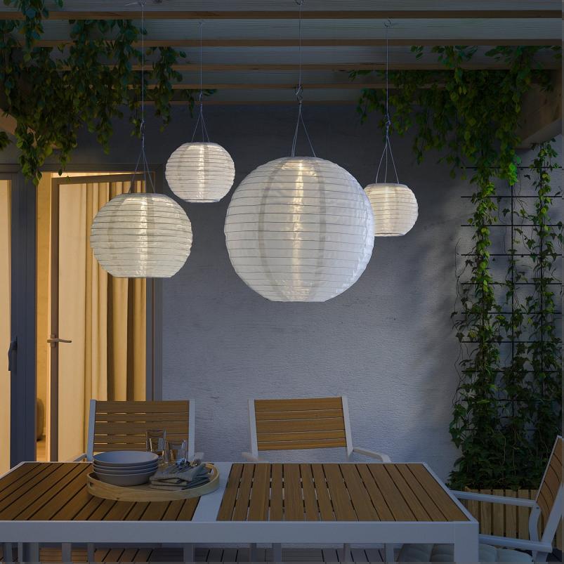 SOLVINDEN ソルヴィンデン LED太陽電池式ペンダントランプ - 屋外用/球形 ホワイト 45cm