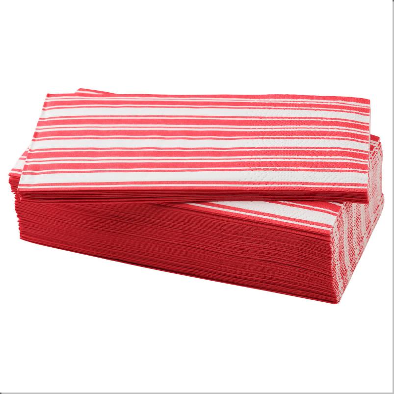 VINTERFINT ヴィンテルフィント 紙ナプキン - ストライプ模様 レッド/ホワイト 38x38cm