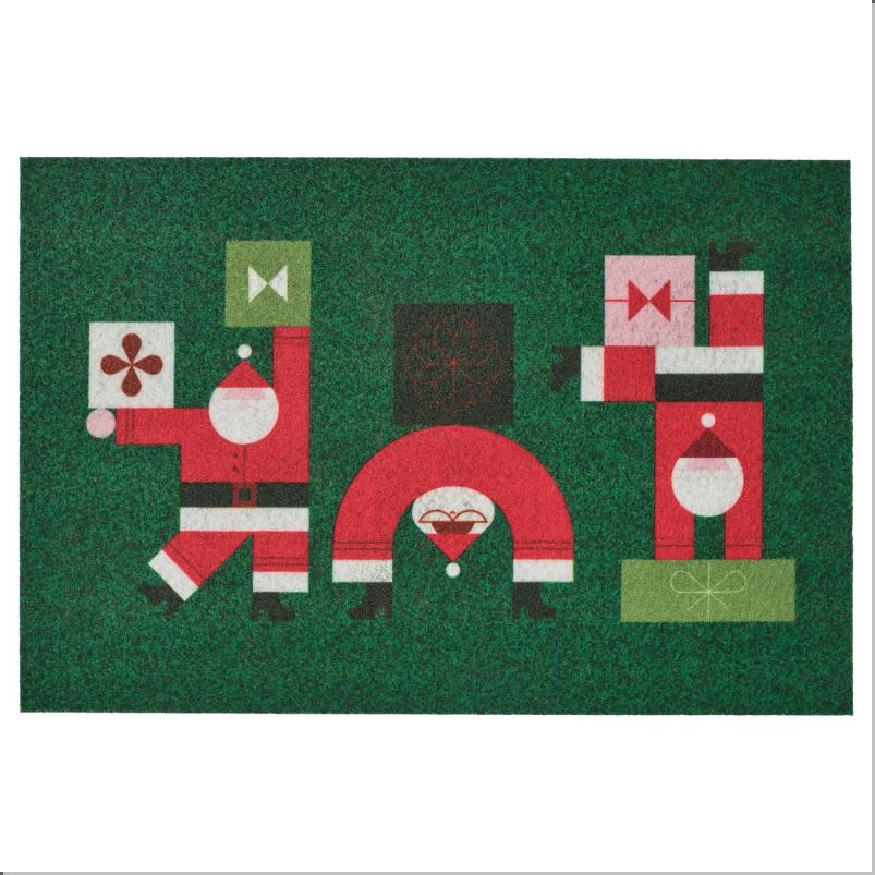 VINTERFINT ヴィンテルフィント 玄関マット - サンタクロース模様 グリーン 40x60cm