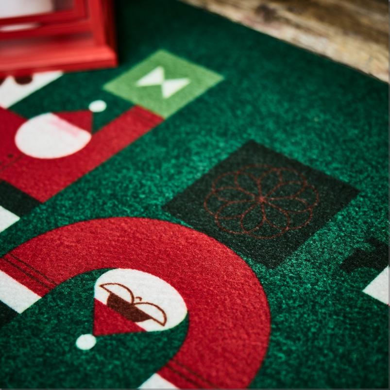 VINTERFINT ヴィンテルフィント 玄関マット - サンタクロース模様 グリーン 40x60cm