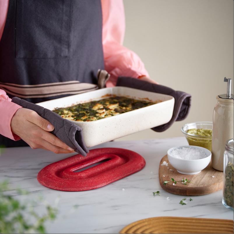 ELDSTJART エルドシェルト 鍋敷き2点セット - 楕円形/ライトブラウン レッド 26x16cm