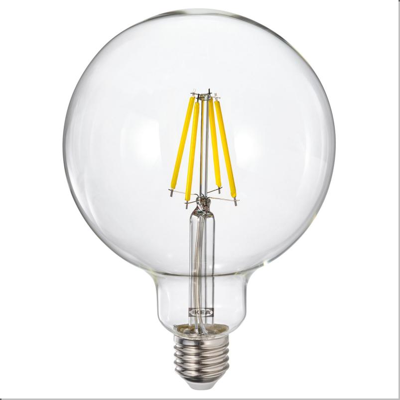 LUNNOM ルッノム LED電球 E26 810ルーメン - 調光可能/球形 クリアガラス 125mm