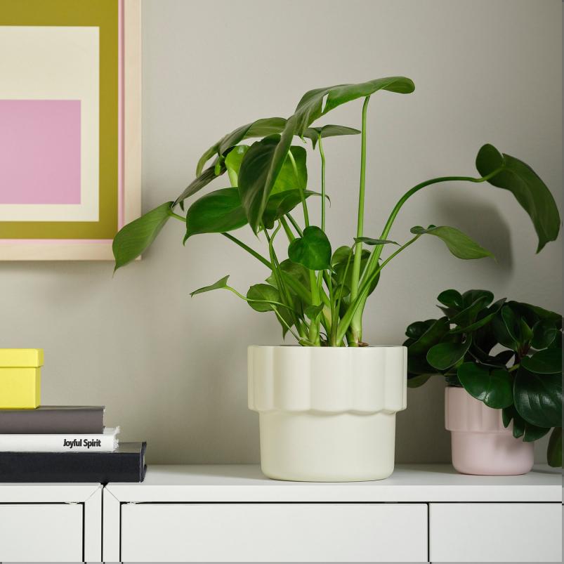 HANGSALG ヘングセルグ 鉢カバー - オフホワイト 15cm