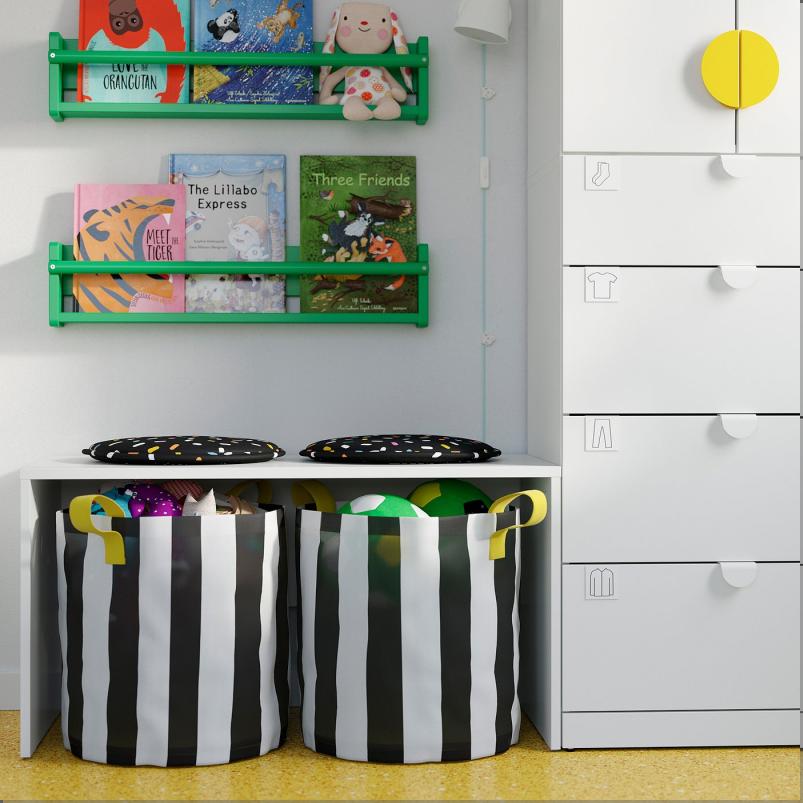 NICKY ニッキー 収納バッグ - ブラック ホワイト/ストライプ