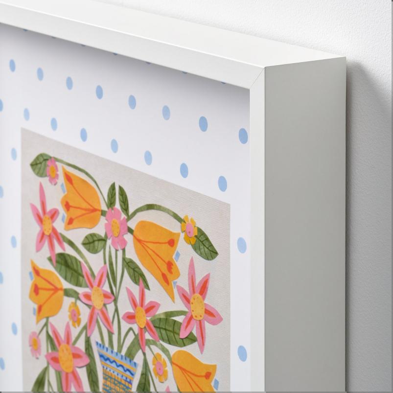 SANNAHED サンナヘド フレーム ポスター付き - 青い花瓶に生けられた花 50x50cm