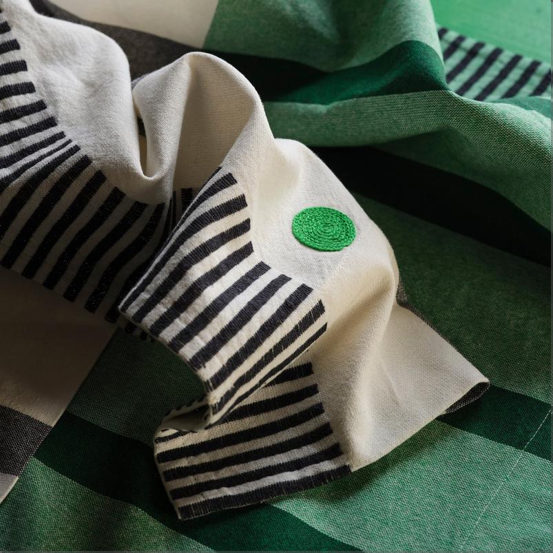 MAVINN メーヴィン 遮像・採光カーテン 1組 - ブラック/ホワイト/ストライプ グリーン 110x250cm