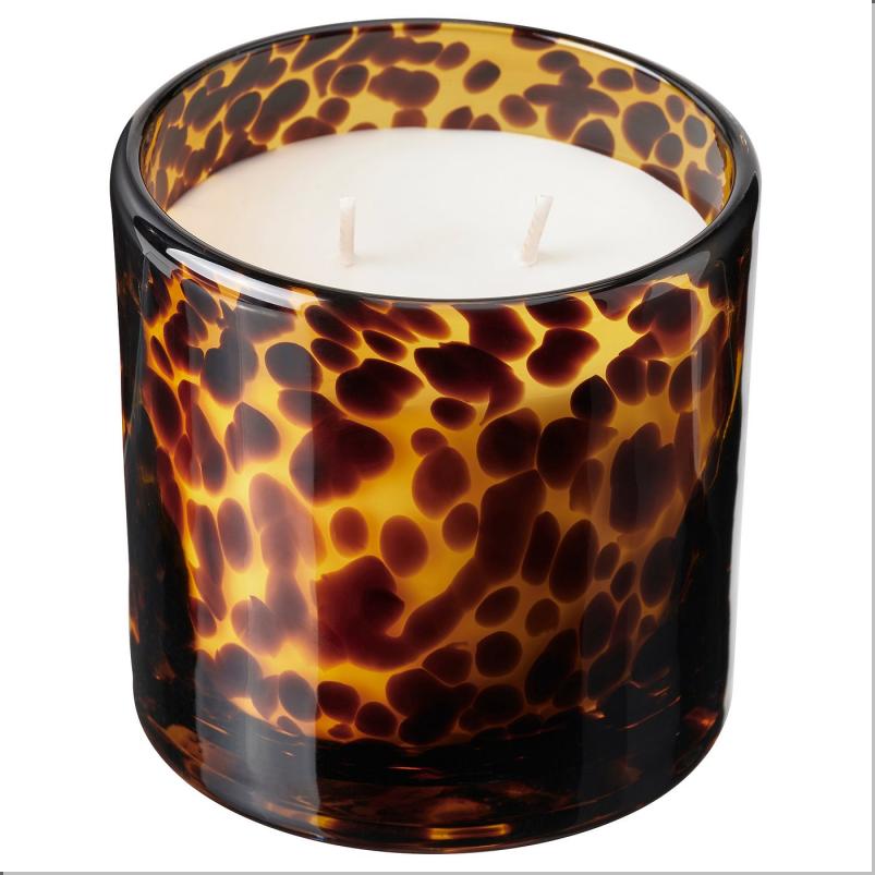 KRONSÅNGARE クロンソンガレ アロマキャンドル ガラス容器入り 芯2本 - ピーチ/水玉模様 ブラウン 50 時間