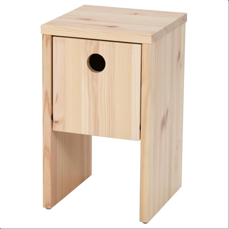 IKEA PS 2026 ベッドサイドテーブル - パイン材/フリップダウン扉付き 30x30x50 cm