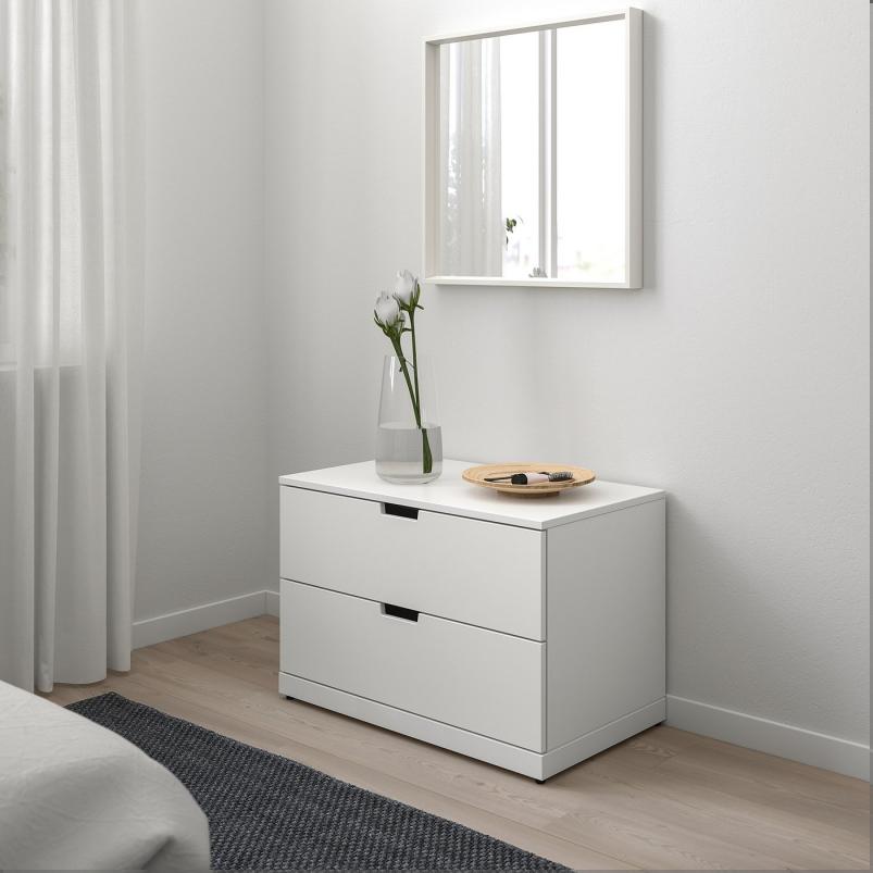 NORDLI ノールドリ チェスト（引き出し×2） - ホワイト 80x54cm