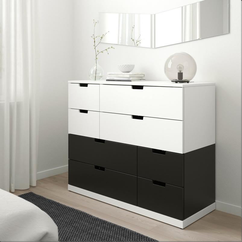 NORDLI ノールドリ チェスト（引き出し×8） - ホワイト/チャコール 120x99cm