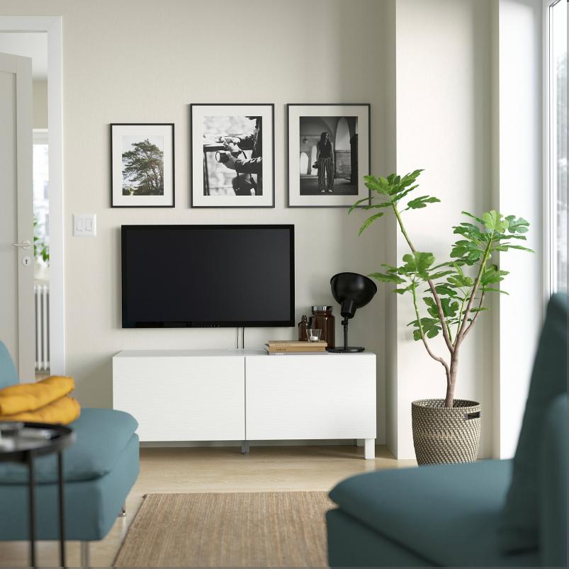 BESTA ベストー テレビ台 扉付き - ホワイト ラクスヴィーケン/ストゥッバルプ/ホワイト 120x42x48cm